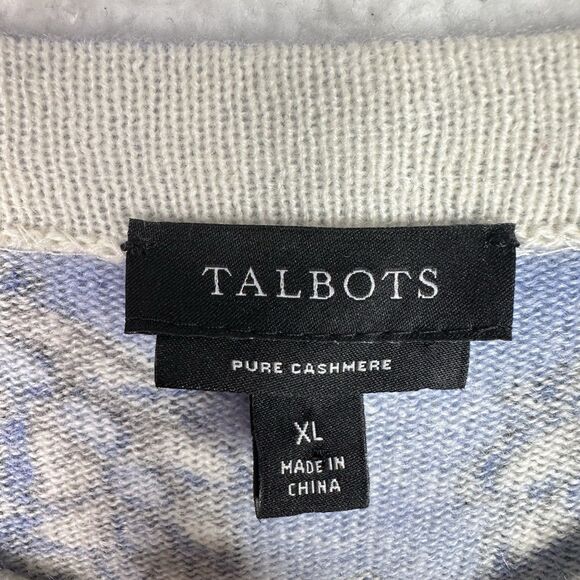 Talbots Audrey 100% Cashmere Sweater XL Blue Paisley Medallion - Picture 10 of 15